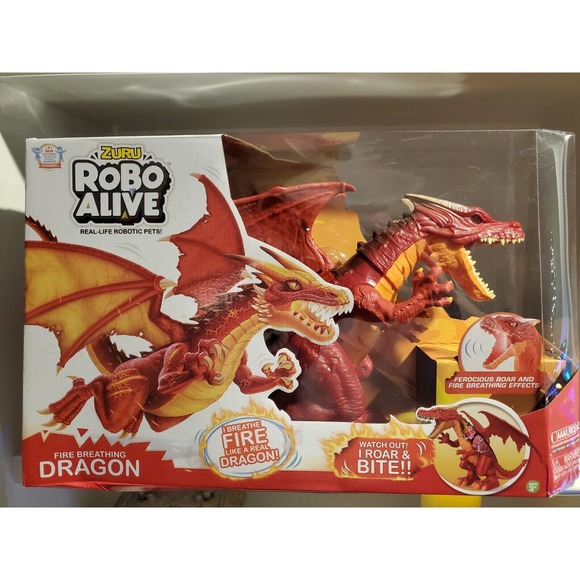 Robo Alive Ferocious Fire Breathing Dragon Red Battery Powered Robotic Toy - Picture 6 of 10